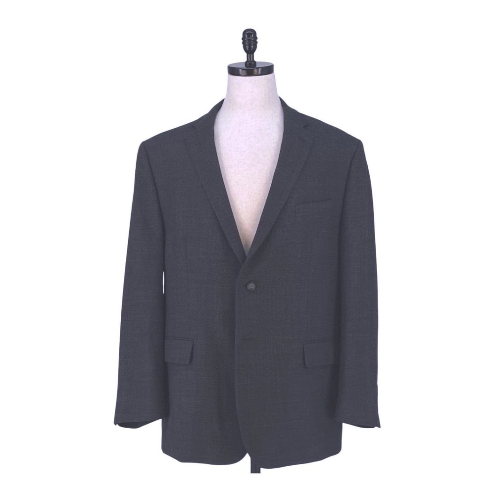 Jos A Bank Traveler Tech Blazer 48R Dark Gray Tailored Fit Wool Sport Coat Mens